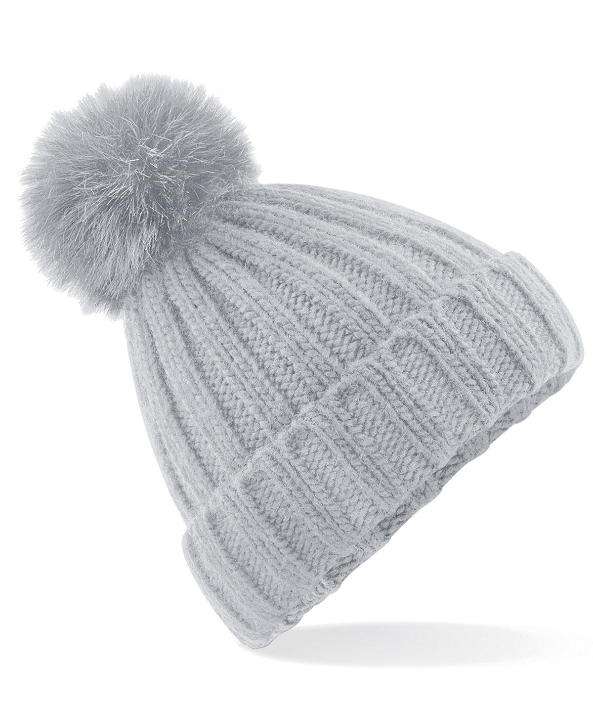 Verbier Fur Pop Pom Chunky Beanie