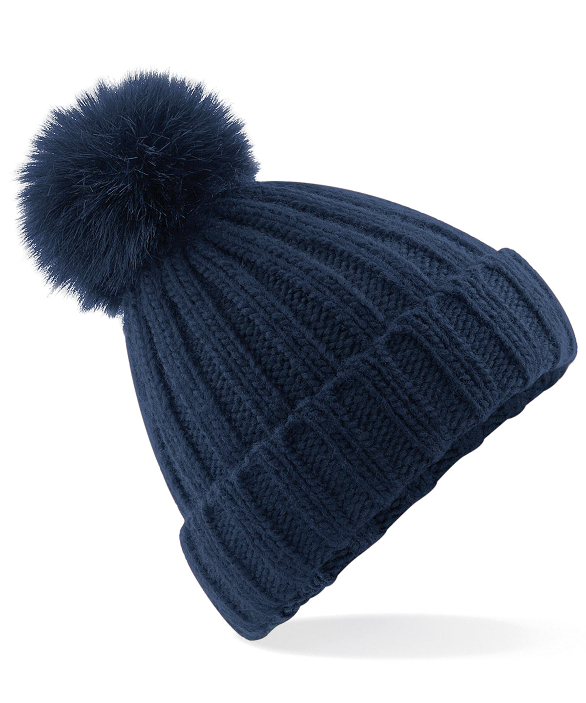 Verbier Fur Pop Pom Chunky Beanie