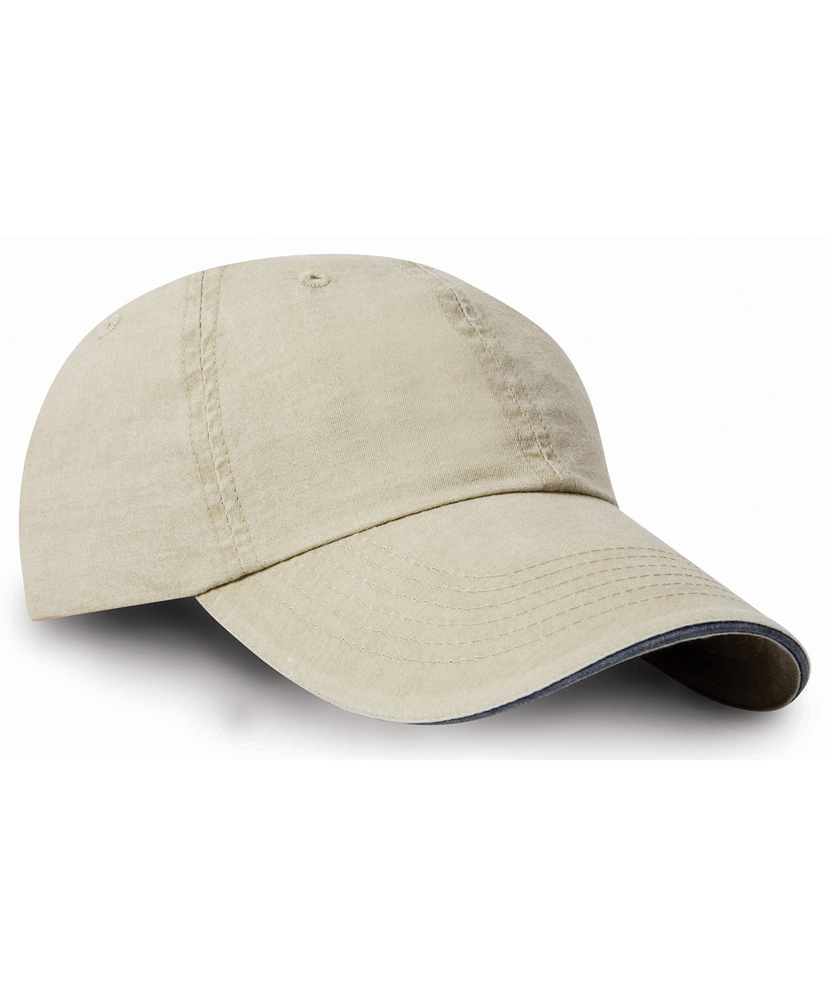 Washed Fine Line Cotton Cap With Sandwich Peak