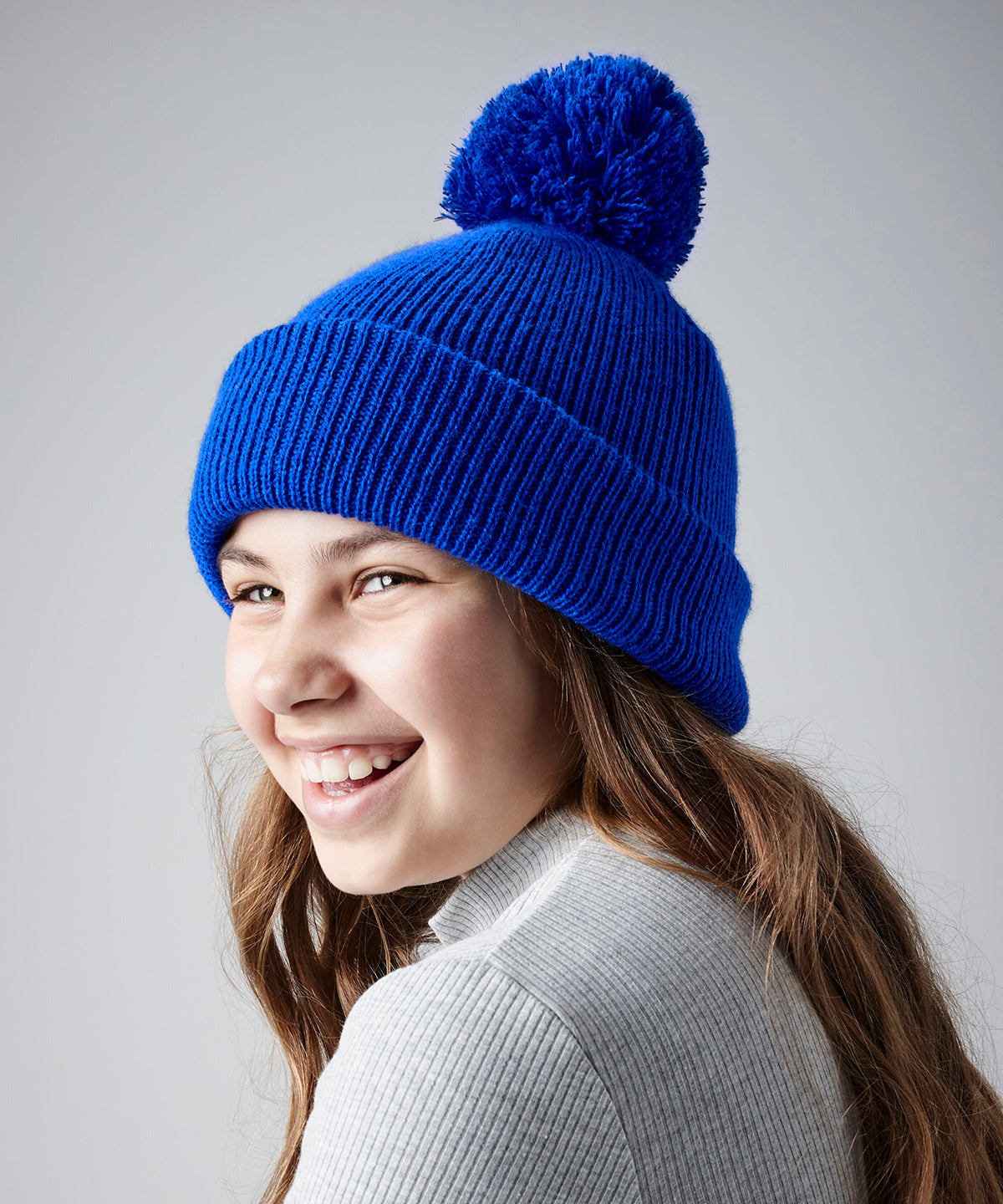 French Navy junior reflective bobble beanie front view