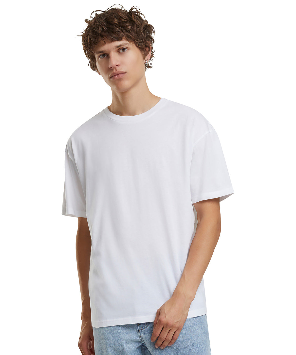 White Sand light basic loose tee front view