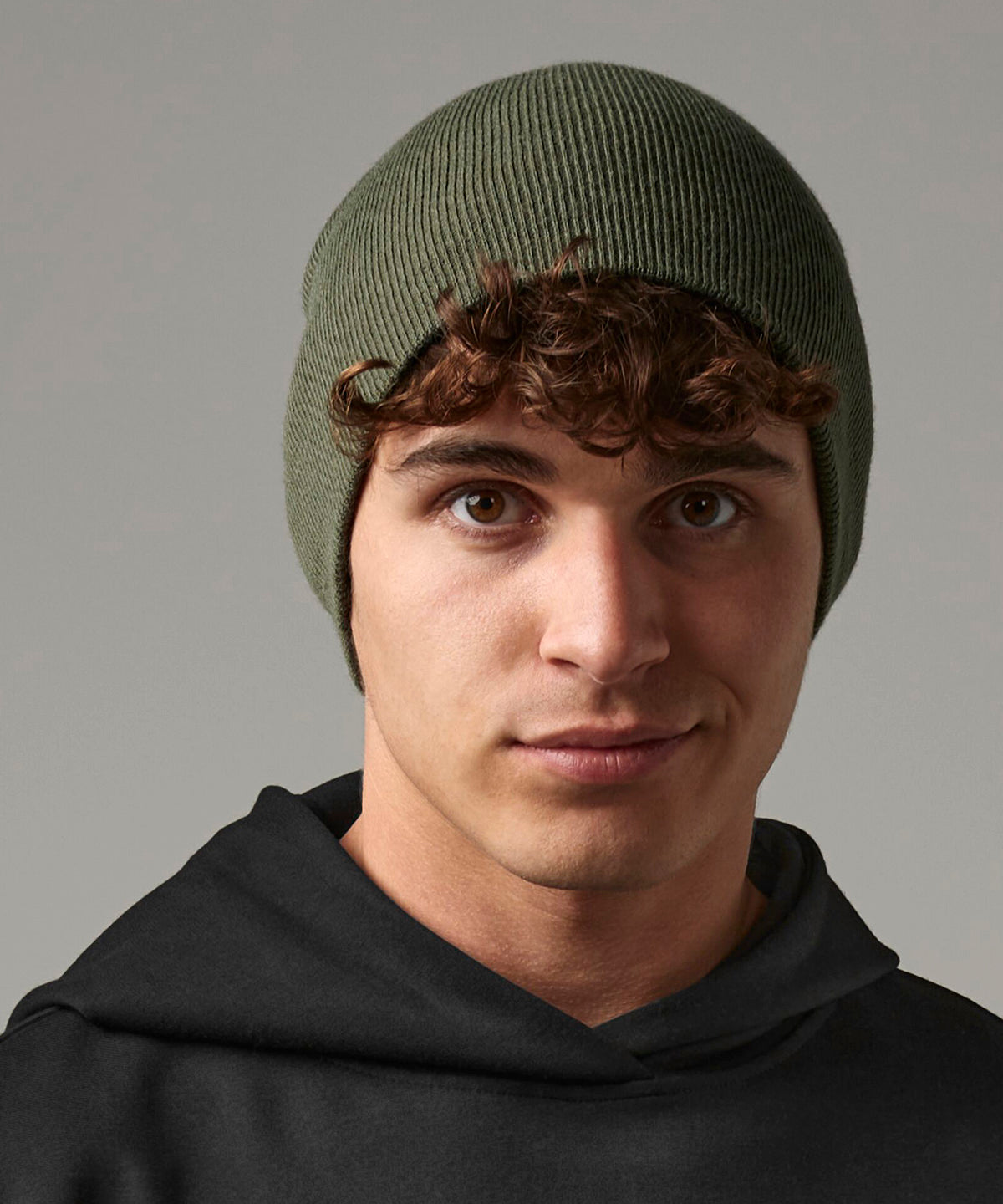 Yellow two-tone pull-on beanie front view