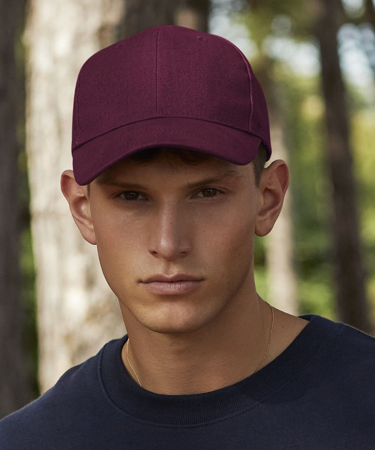 White pro-style heavy brushed cotton cap front view