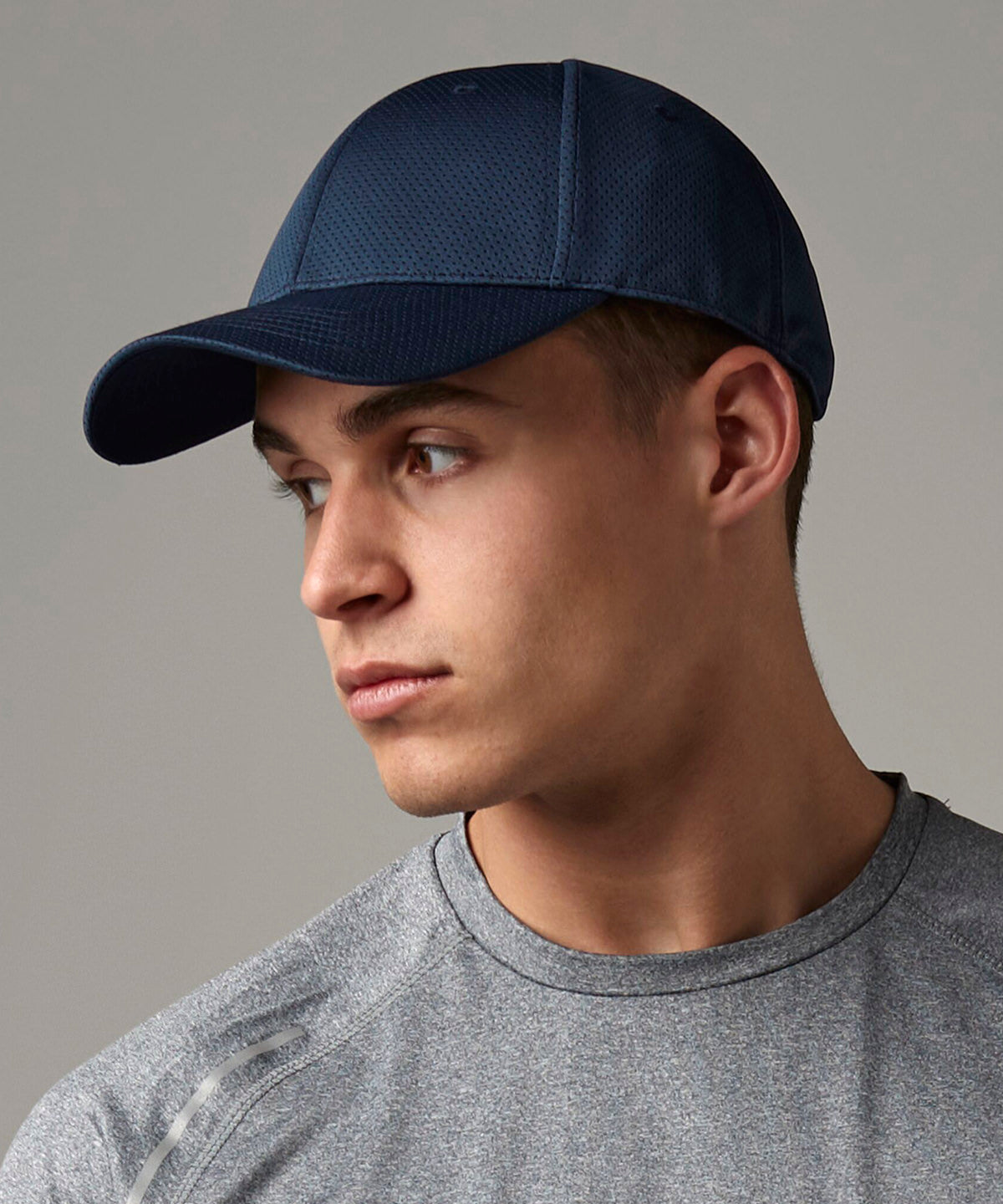 Navy air mesh 6-panel cap front view