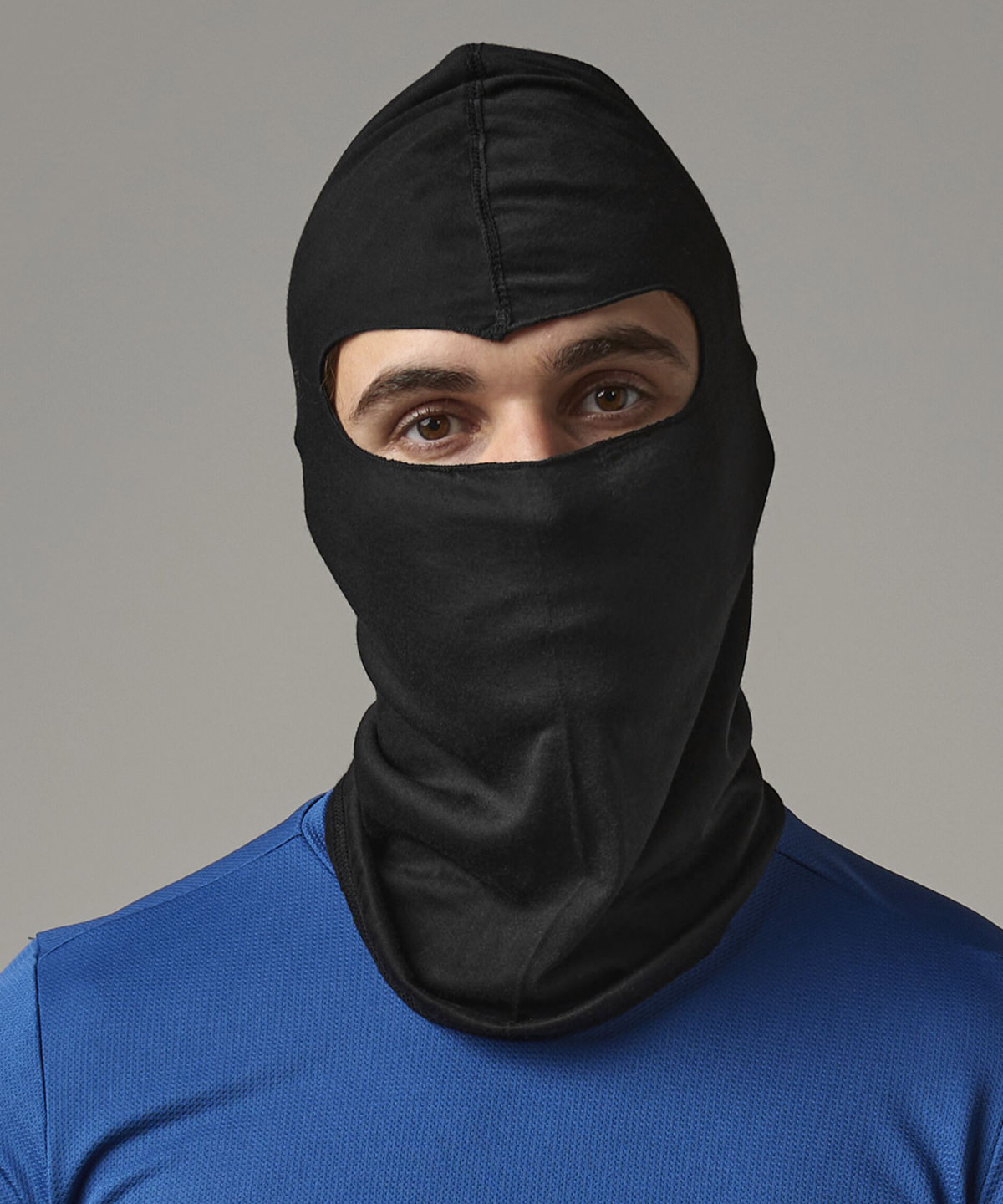 Black microfibre balaclava front view