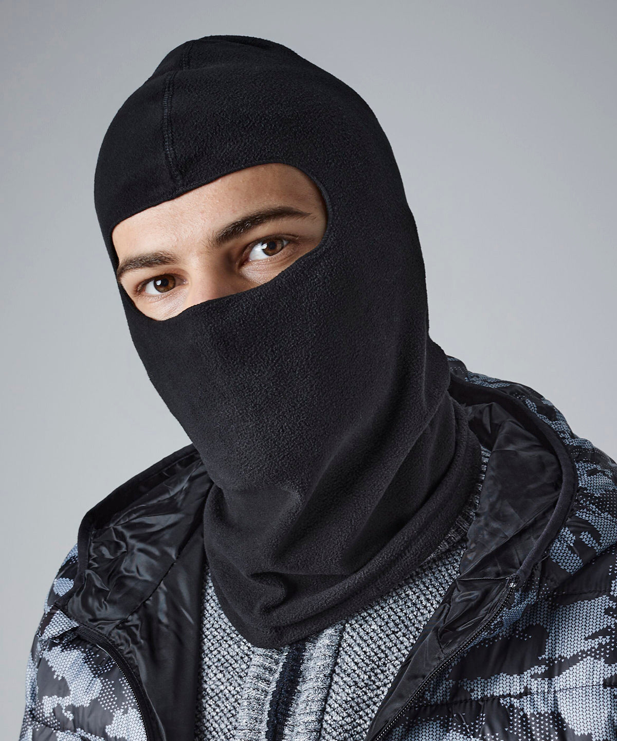 Black microfleece balaclava front view