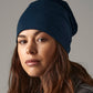 White hemsedal cotton slouch beanie front view