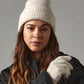 Grey Marl cosy ribbed beanie front view