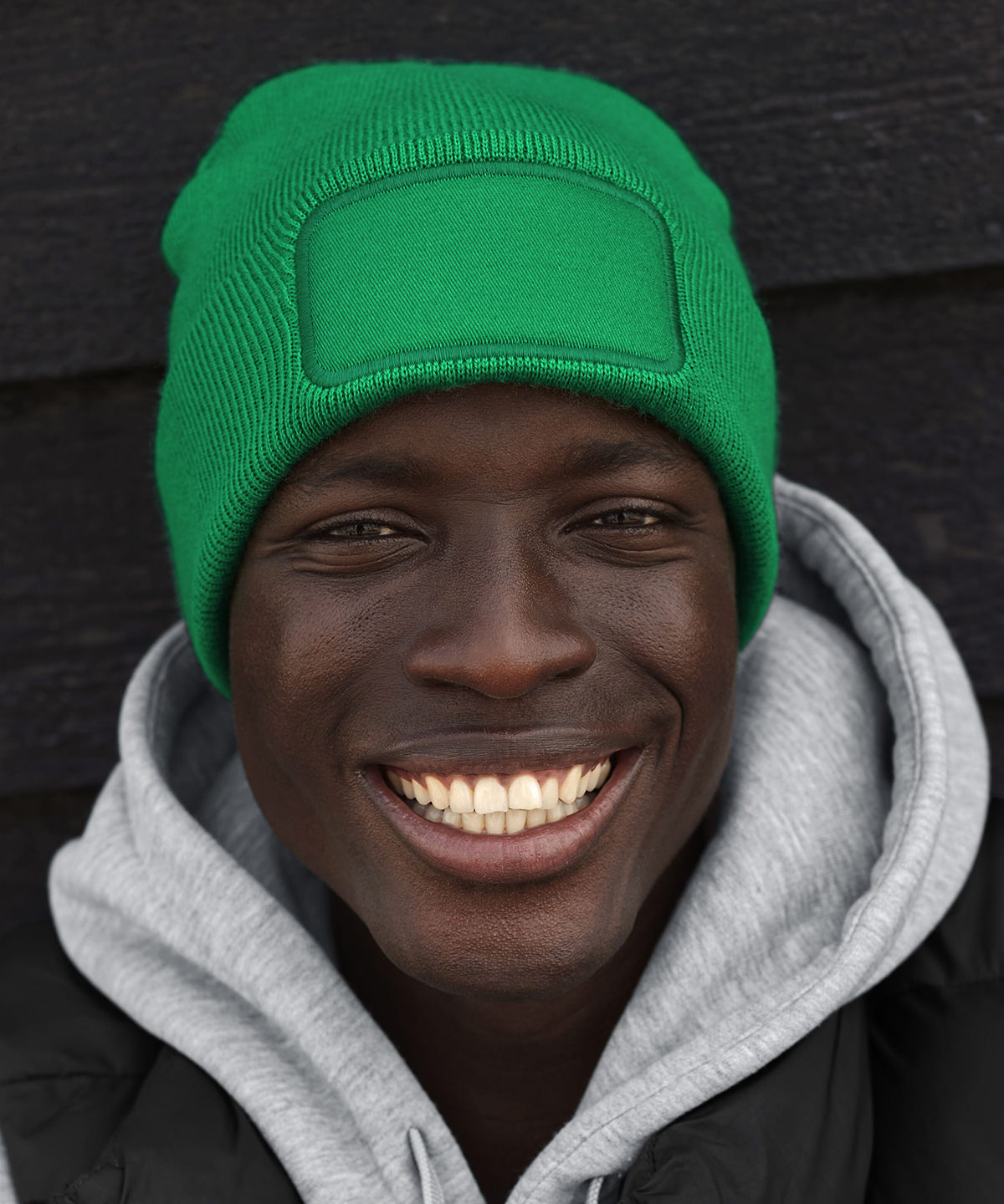 White original patch beanie front view