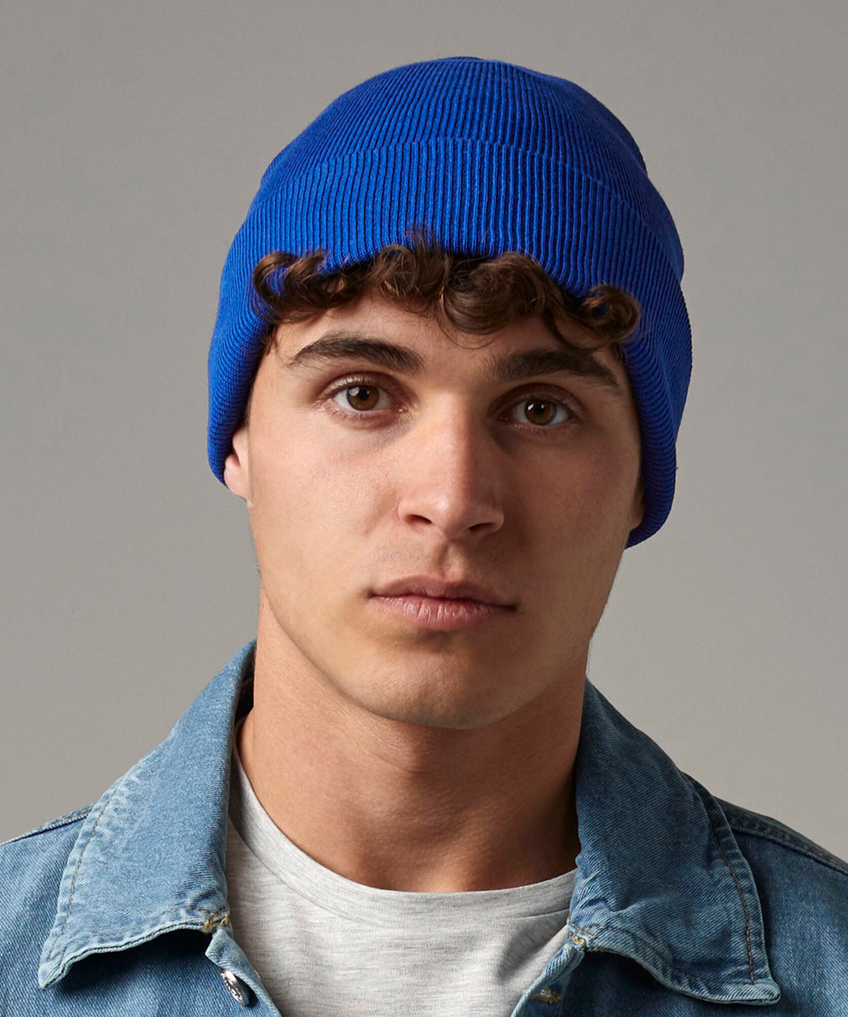 Oxford Navy organic cotton original cuffed beanie front view