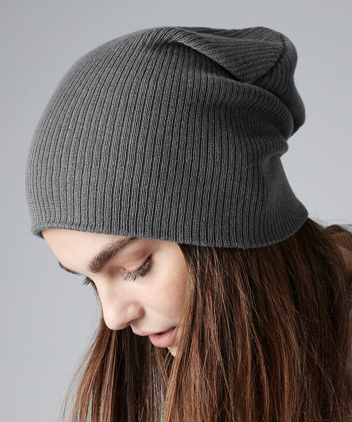 Smoke Grey slouch beanie front view