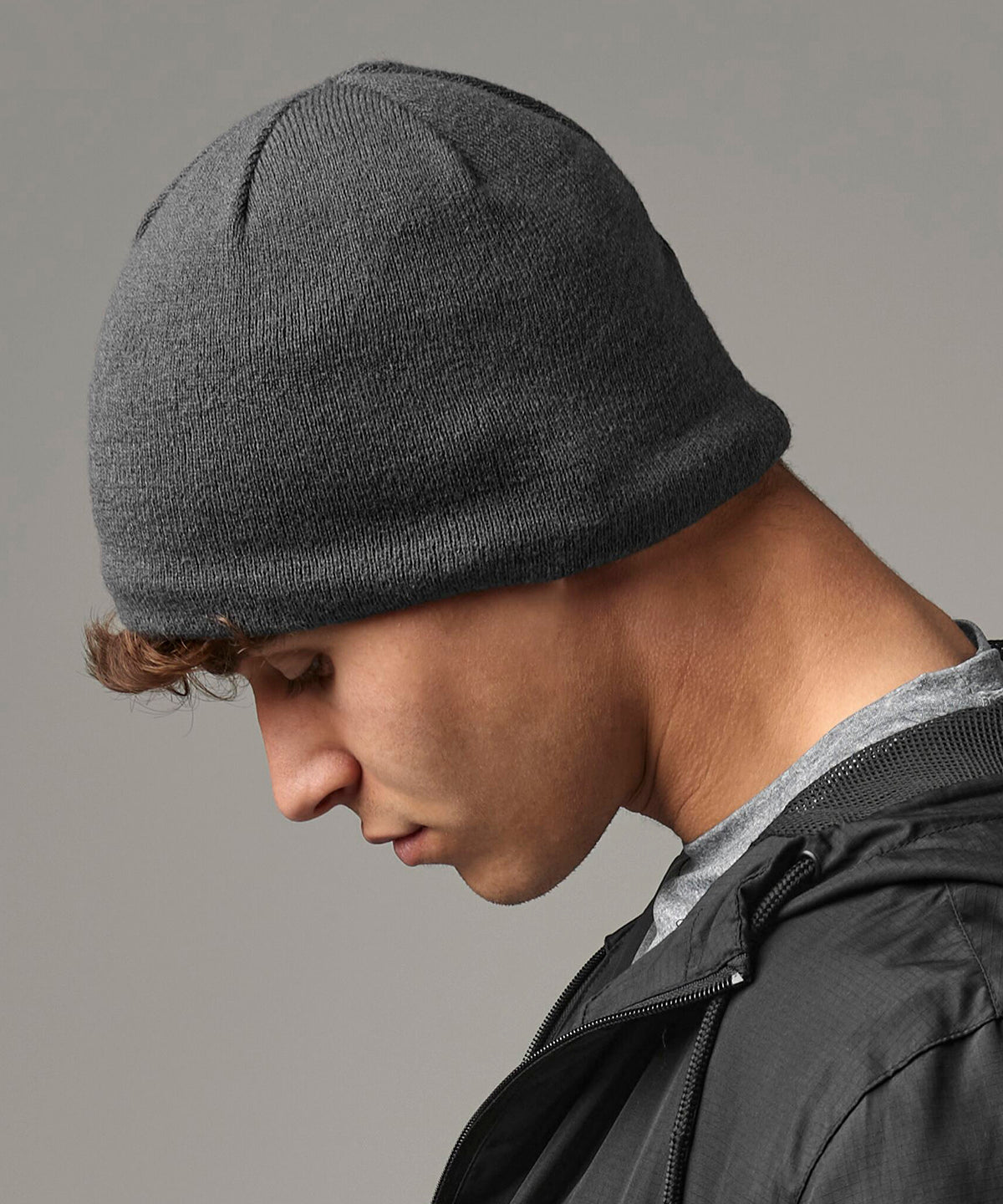 Graphite Grey water-repellent active beanie front view