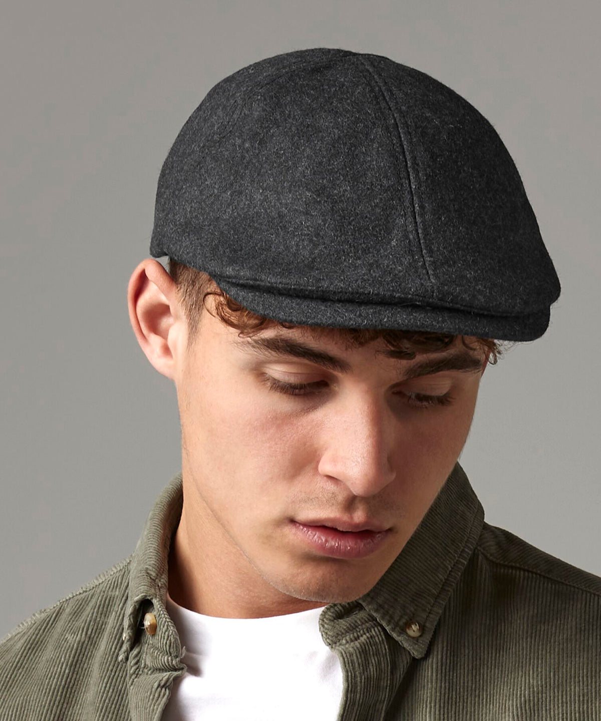 Charcoal Marl melton wool ivy cap front view