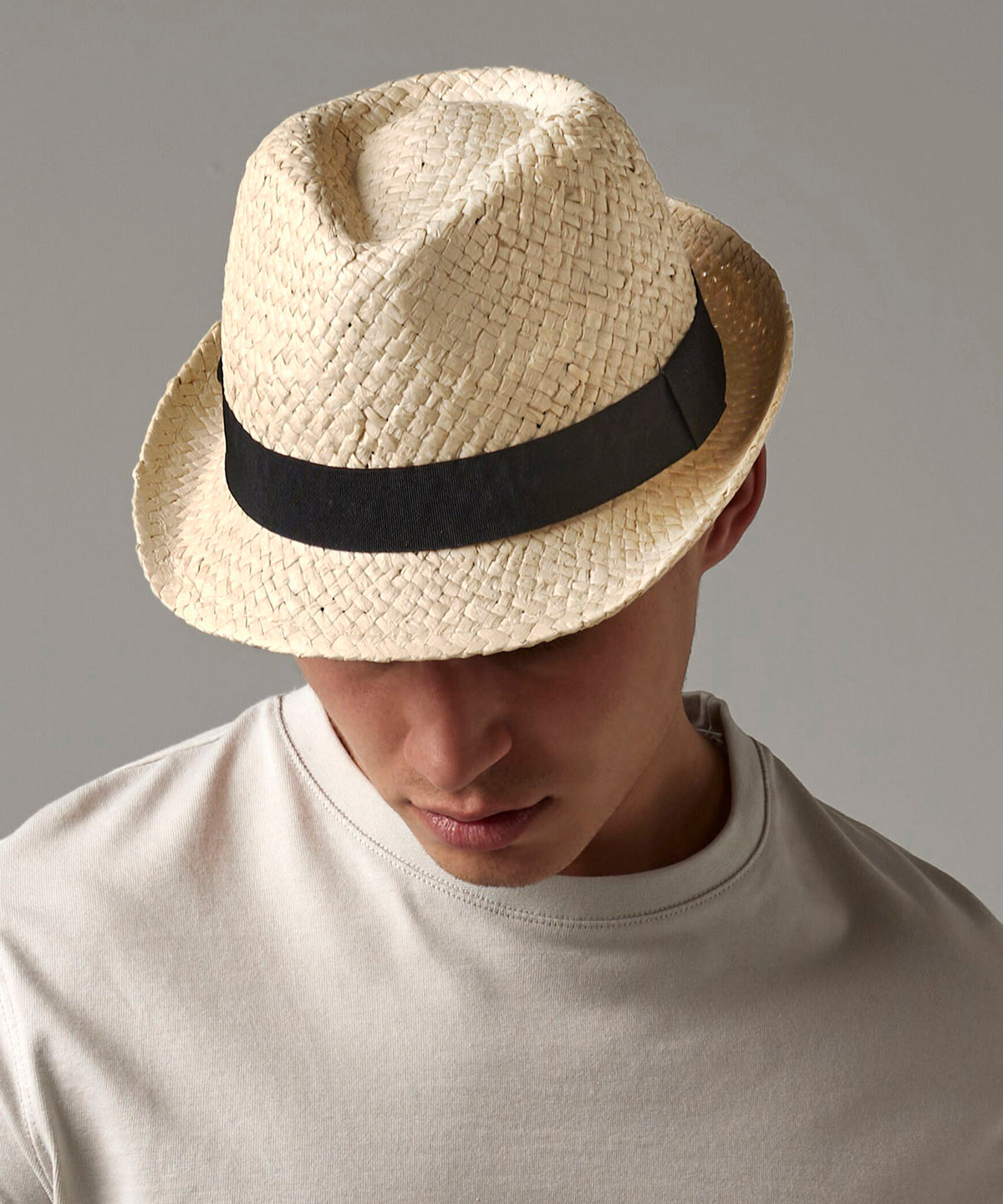 Natural festival trilby front view