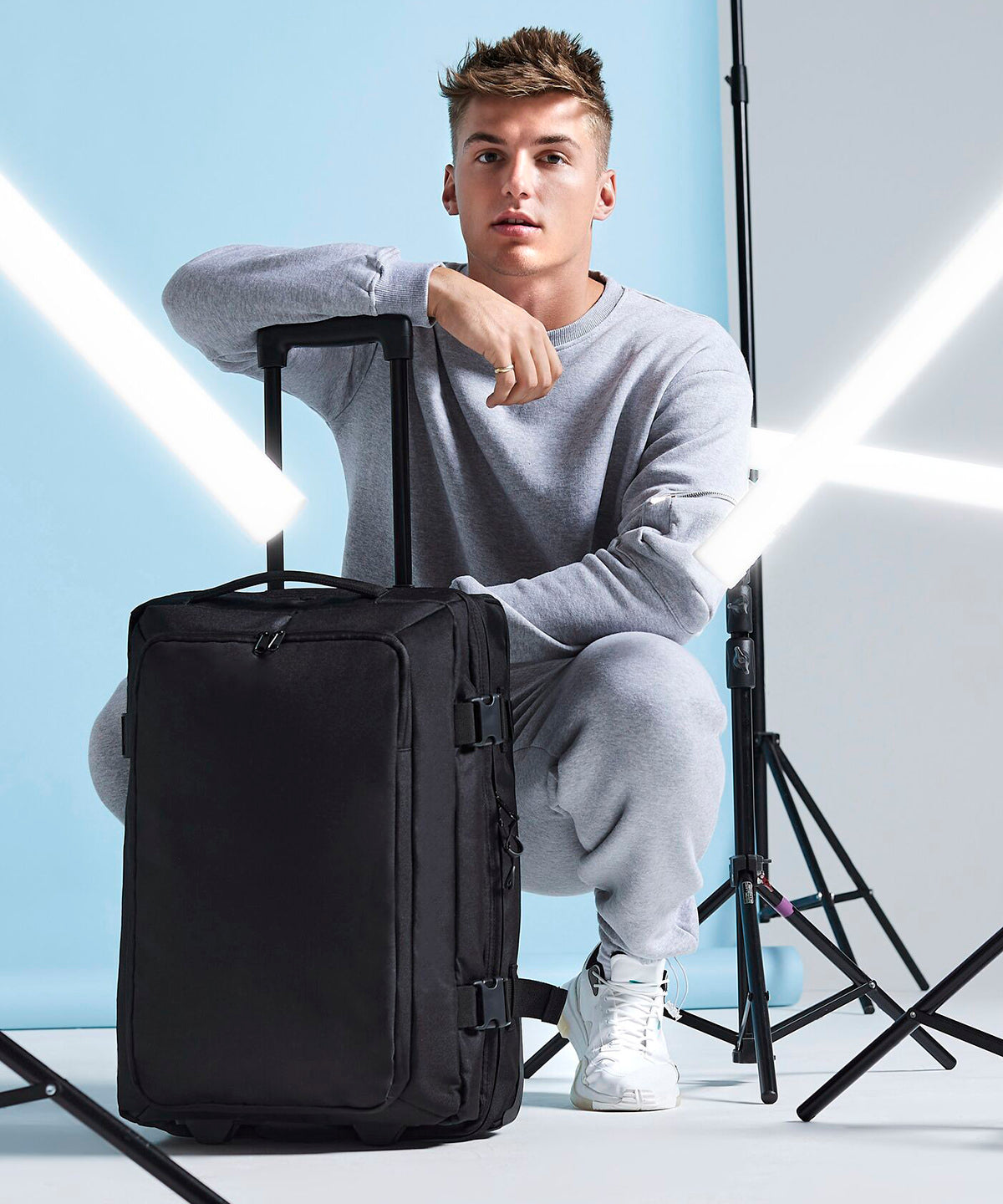 Grey Marl escape carry-on wheelie front view