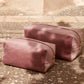 Rose Quartz velvet toiletry/accessory case front view