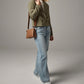 Taupe boutique soft cross-body bag front view