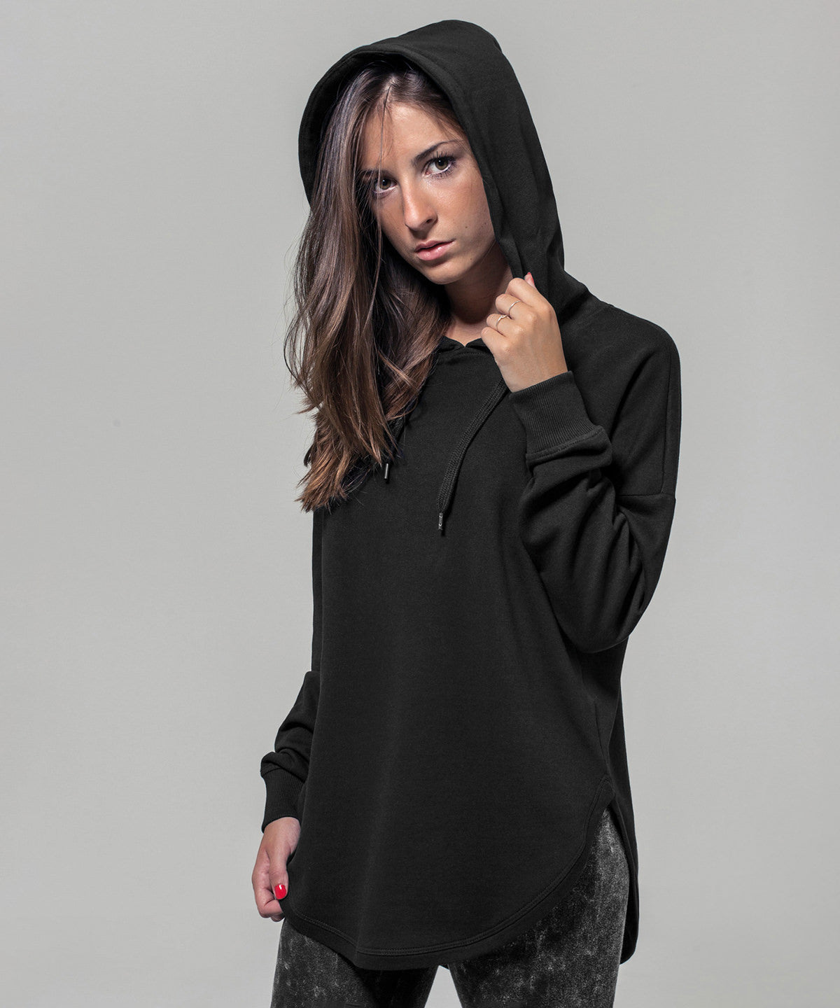 Grey Women's oversized hoodie front view