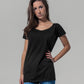 Black Women's wide neck tee front view