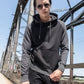 Grey/Black raglan hoodie front view