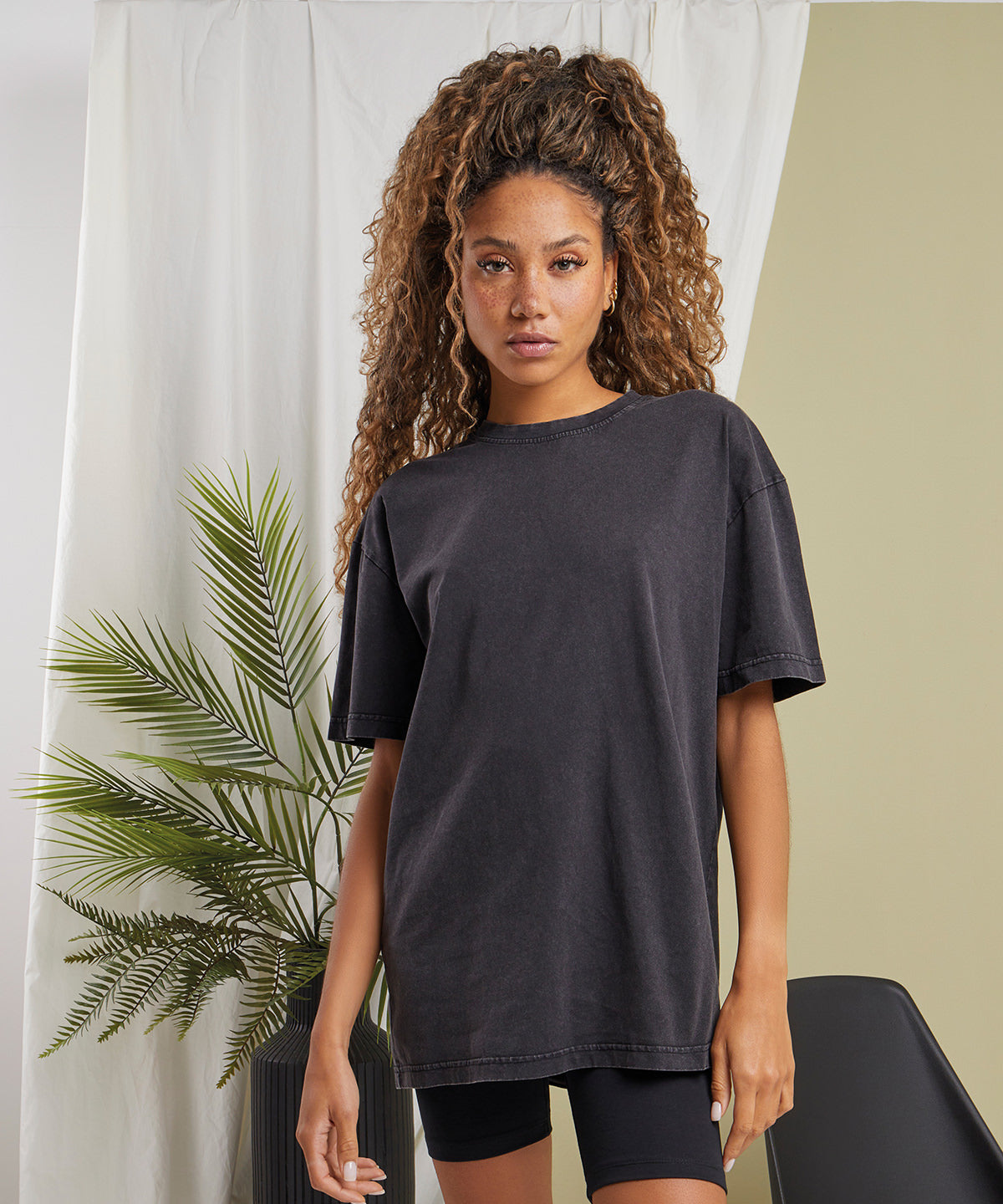 Soft Salvia women’s oversized acid wash tee front view