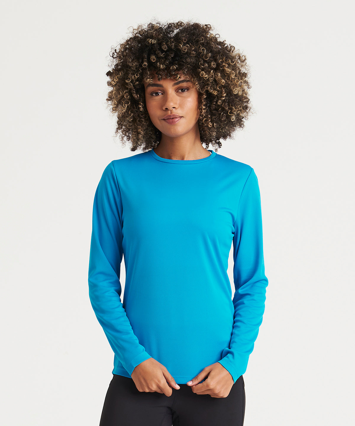 Sapphire Blue Women's long sleeve cool t front view