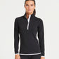 Jet Black/Fire Red Women's cool ½ zip sweatshirt front view