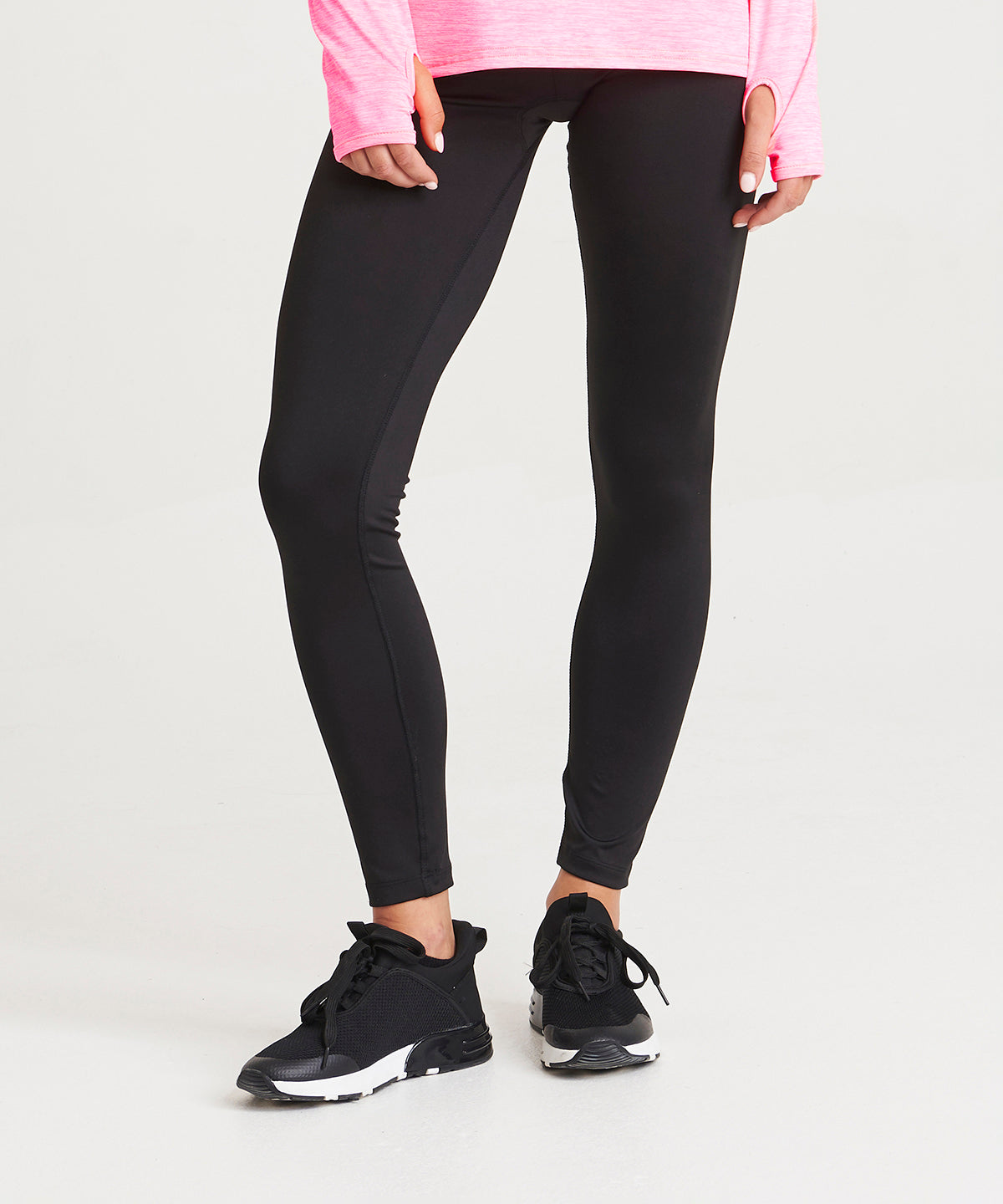 Jet Black Women's cool workout leggings front view