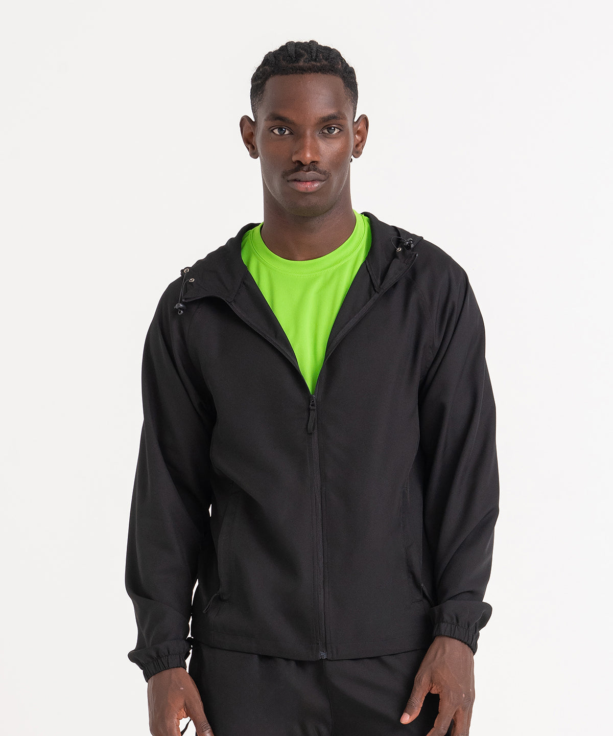 Jet Black active track jacket front view