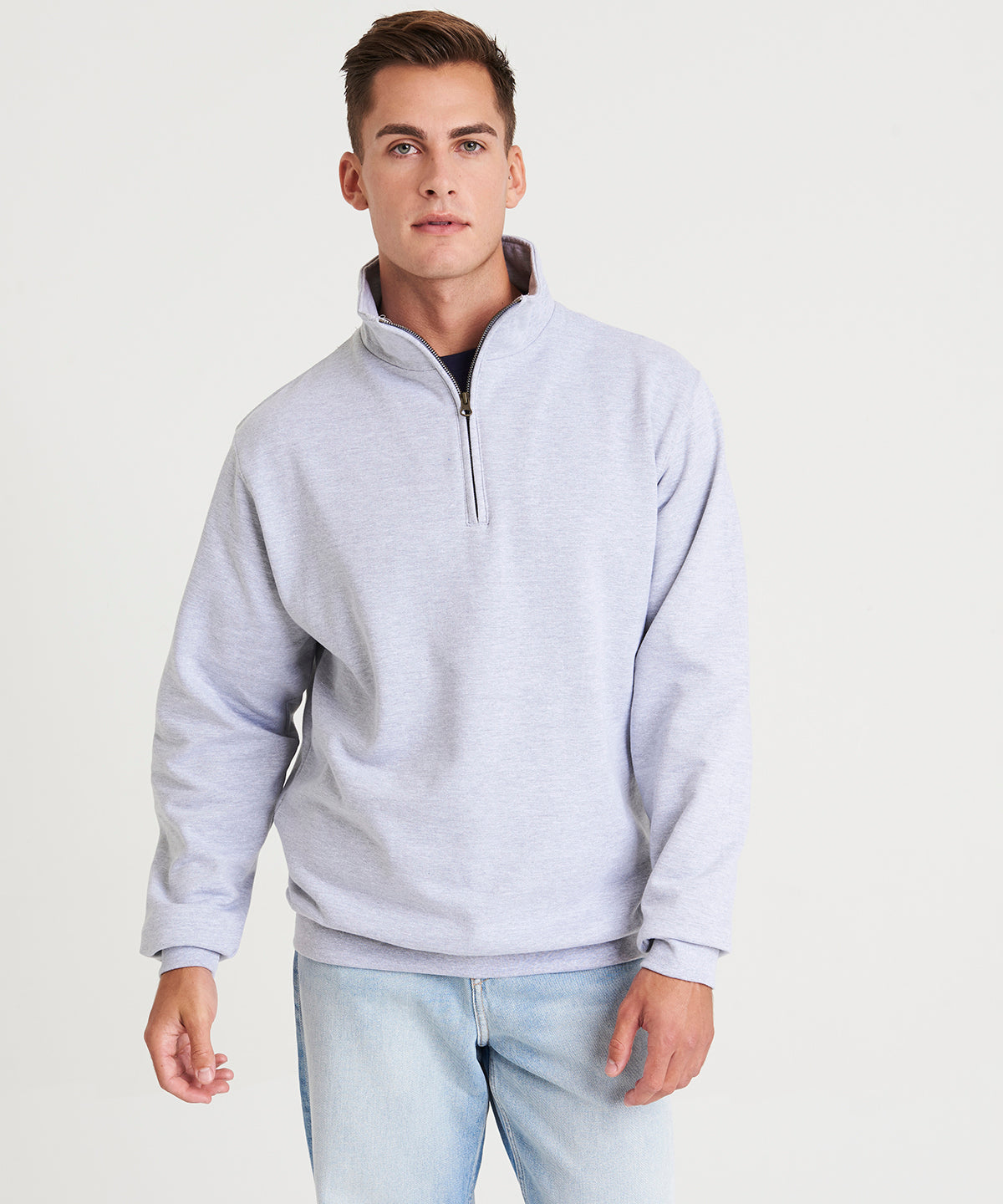 New French Navy sophomore ¼ zip sweatshirt front view