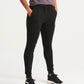 Jet Black tapered track pants front view