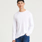 Solid White triblend t long sleeve front view