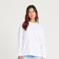 White oversize 100 long sleeve t front view