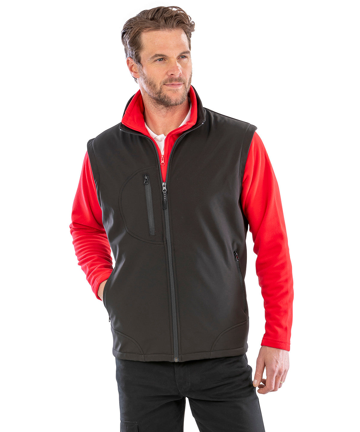 WG Grey/Black softshell bodywarmer front view