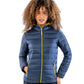 Navy/Yellow Women's urban snow bird hooded jacket front view