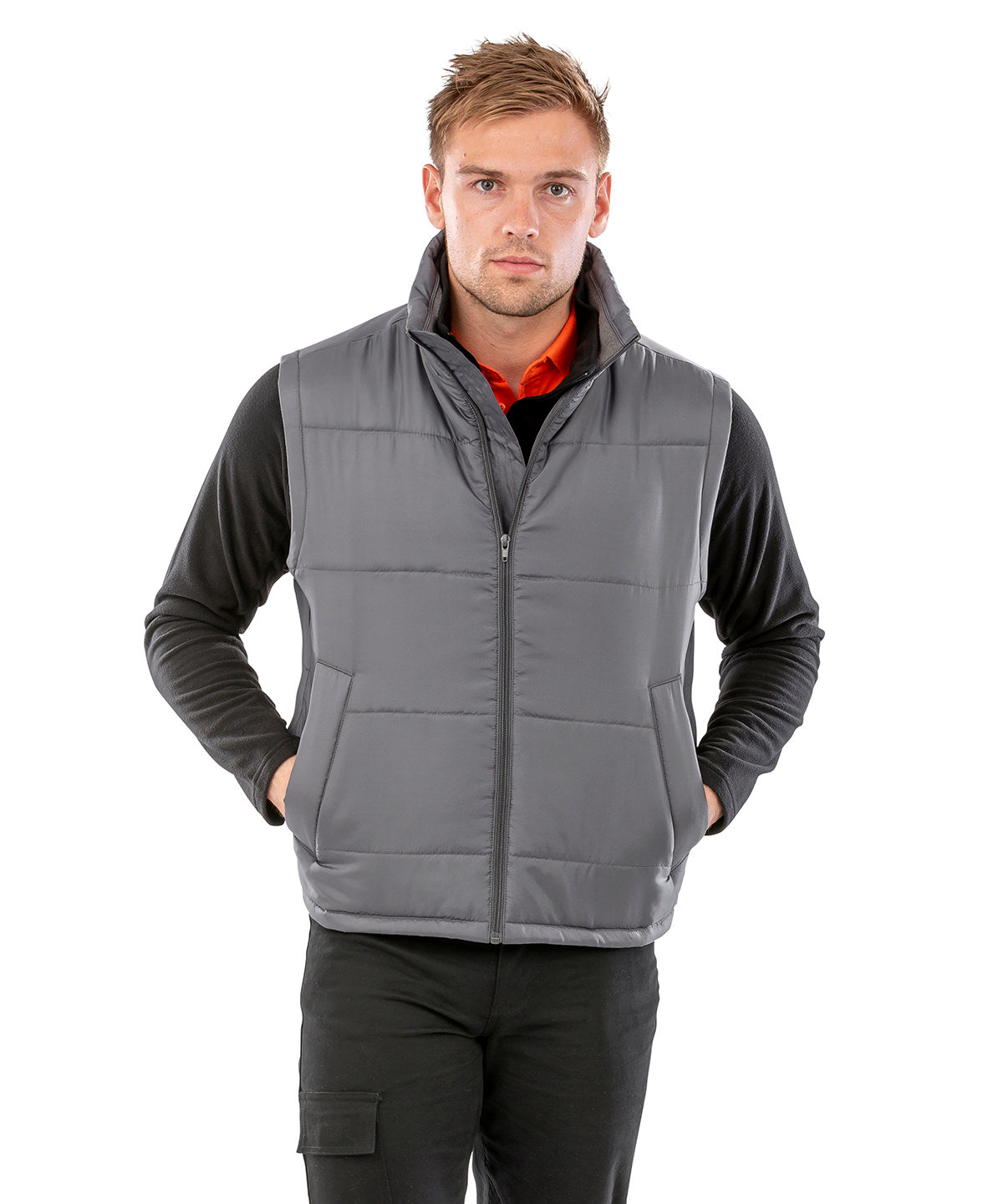 Red core bodywarmer front view