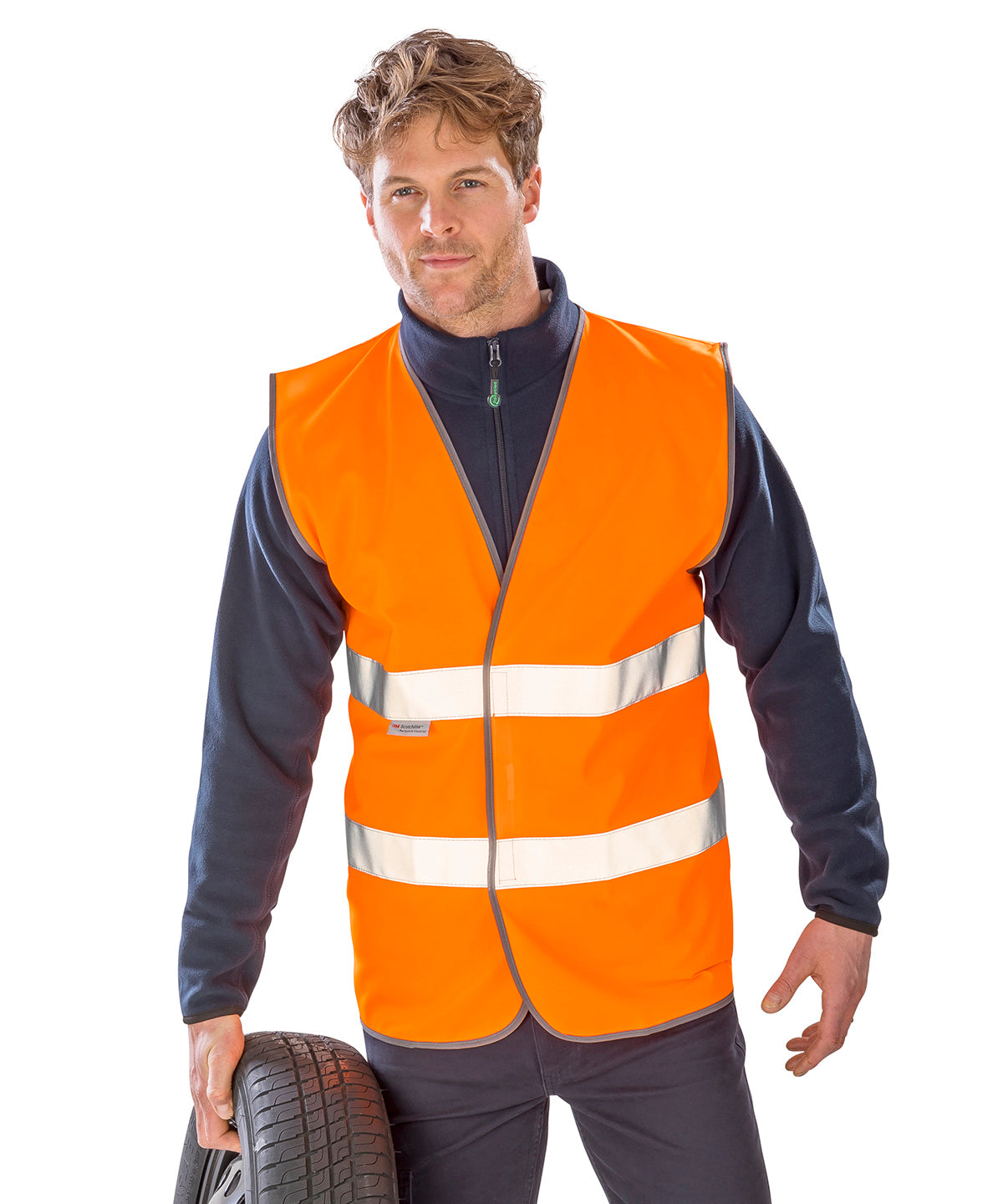 Fluorescent Yellow motorist safety vest front view