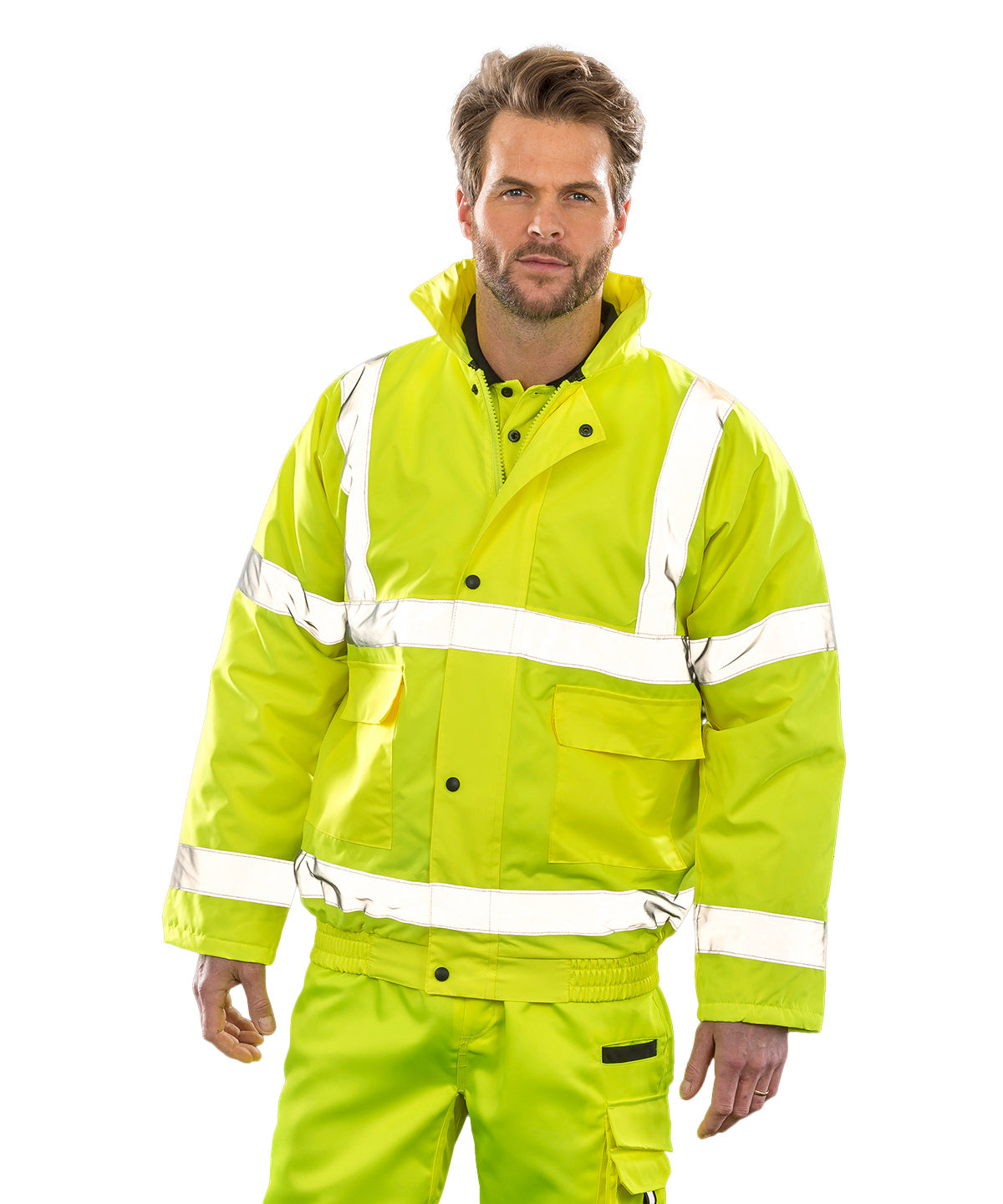 Orange core high-viz winter blouson front view