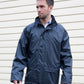 Navy core rain jacket front view