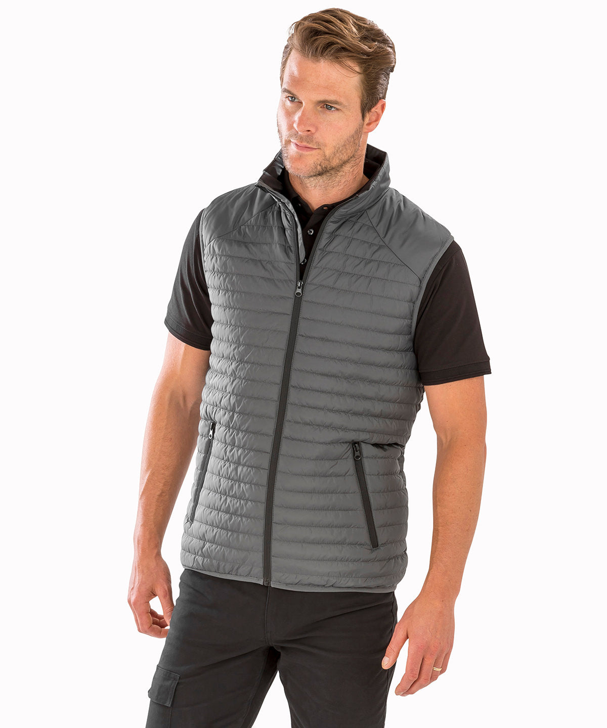 Royal/Navy thermoquilt gilet front view