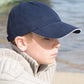 Navy/White junior low-profile heavy brushed cotton cap with sandwich peak front view