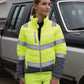 Fluorescent Yellow/Grey Women's soft padded safety jacket front view