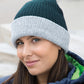 Teal/Grey double-layer knitted hat front view