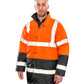 Fluorescent Yellow/Black motorway two-tone safety coat front view