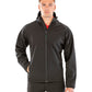 Black recycled 3-layer printable hooded softshell front view