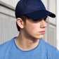 Navy 7-panel advertising cap front view