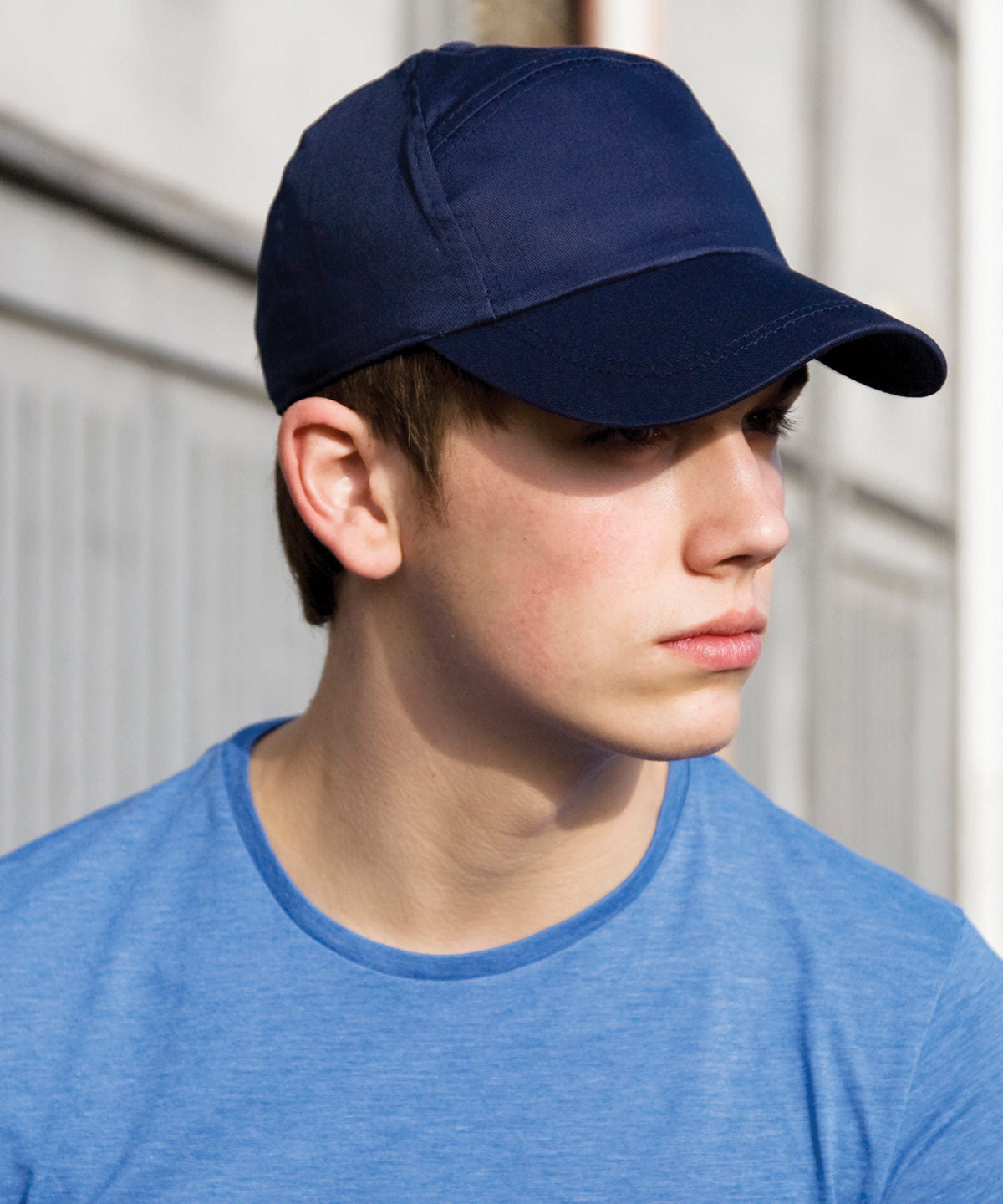 Navy 7-panel advertising cap front view