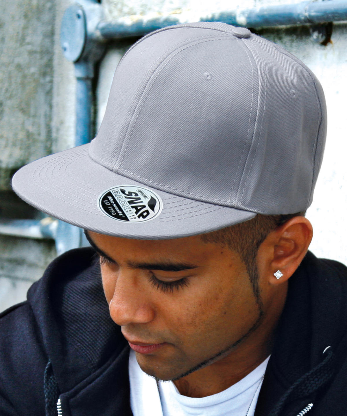 White bronx original flat peak snapback cap front view