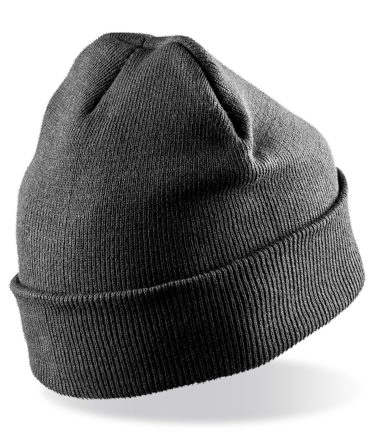 Navy recycled woolly ski hat front view