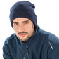 Navy recycled thinsulatetm beanie front view